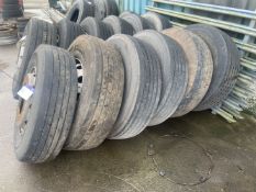 Six Assorted Commercial Vehicle Wheels and Tyres