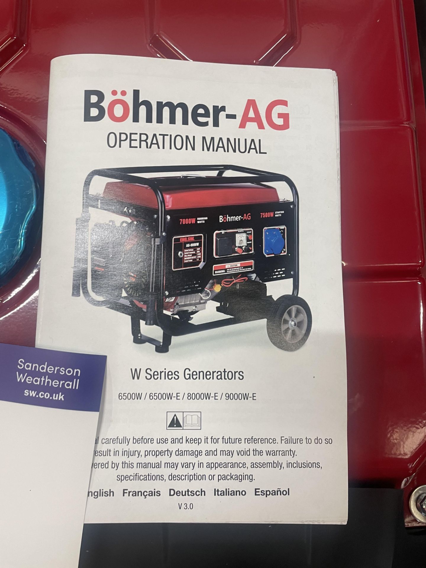 Bohmer-AG AG-6500W-e Petrol Engined Generator, 280 - Image 3 of 4