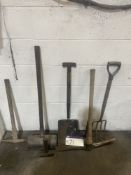 Assorted Hand Tools, including shovel, pitch fork,