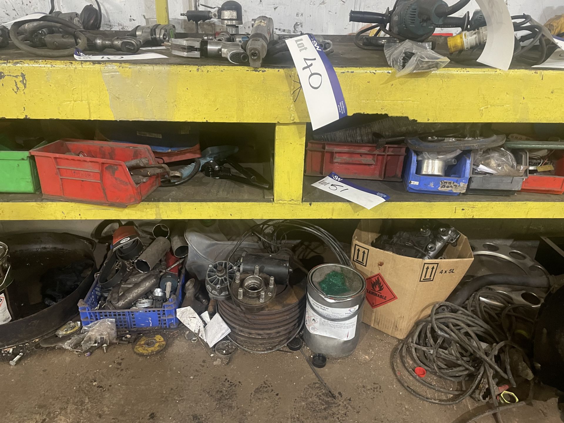 Contents of Bench, including vehicle parts, brake - Image 3 of 6