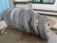 Six Assorted Commercial Vehicle Wheels and Tyres