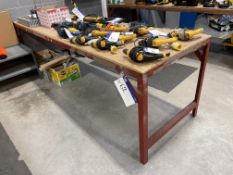 Steel Framed Workshop Bench, approx. 900mm x 3m long (excluding contents)Please read the following