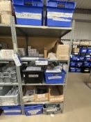 Assorted Electrical Consumables, as set out on one bay of rack, including contacts, CS10 cards,