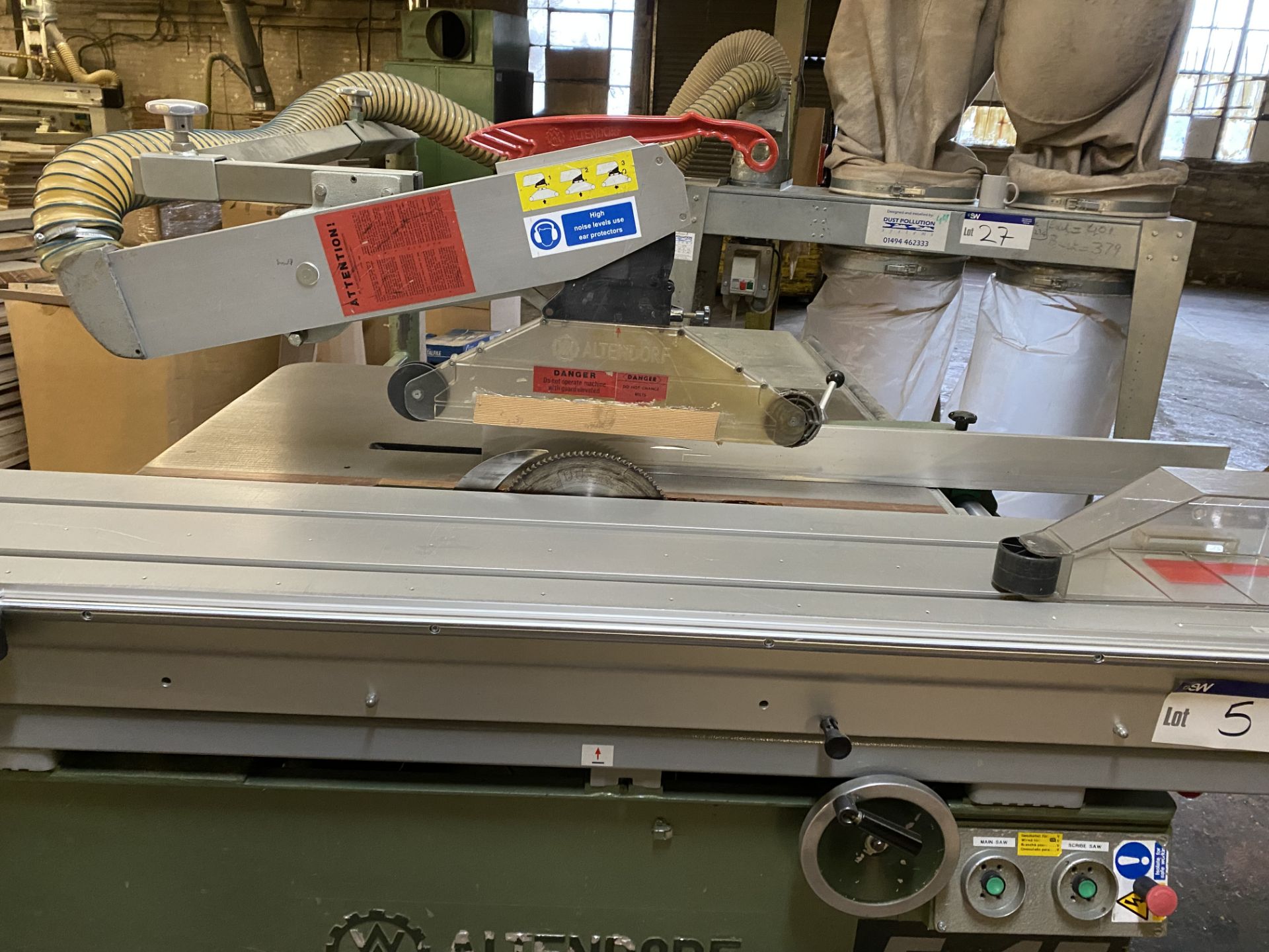 Altendorf F45 PANEL SAW, serial no. 89-4-2202, with sliding workbench, approx. 3.2m x 1.6m and fixed - Image 5 of 6