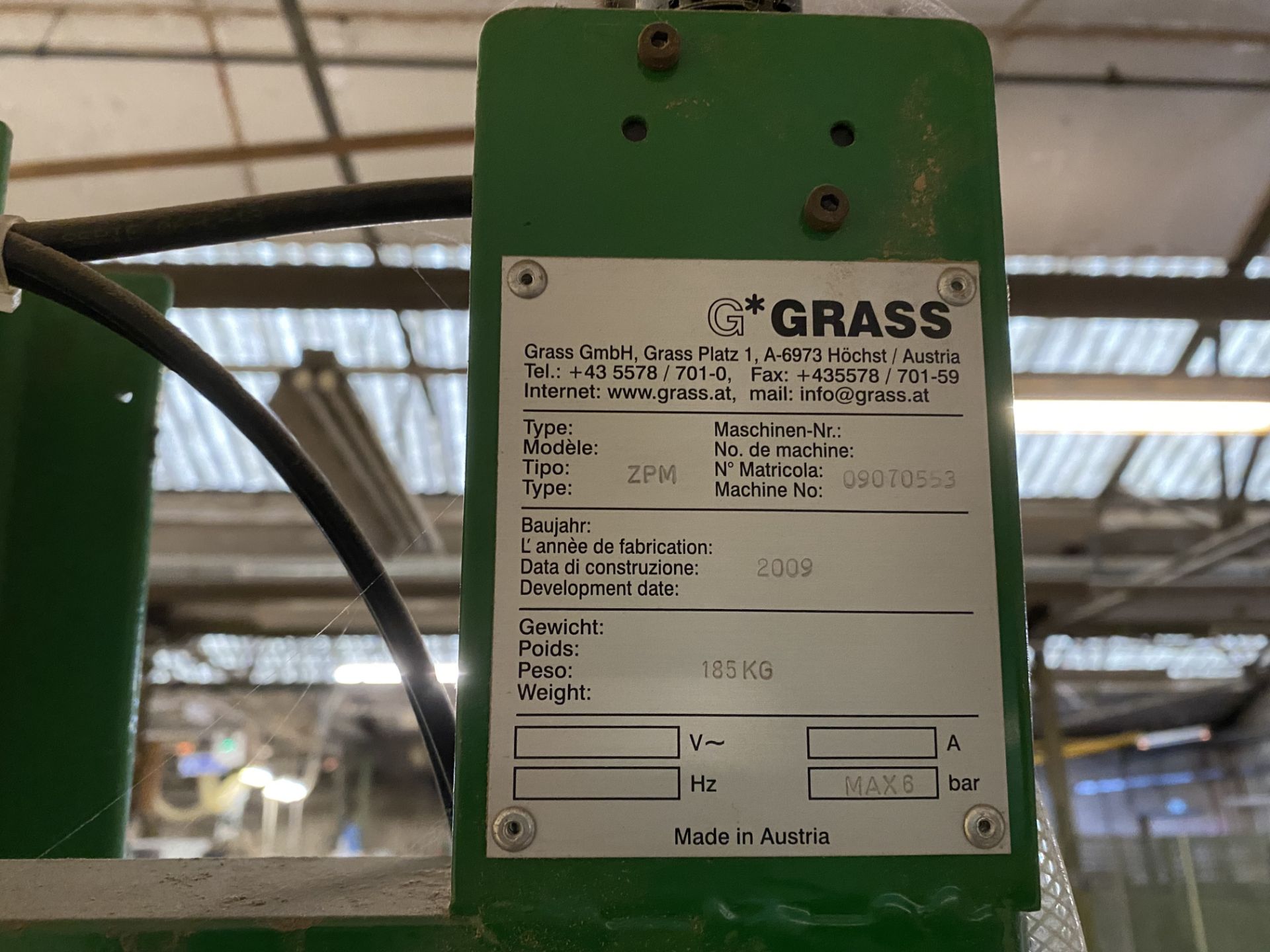 Grass ZPM Pneumatic Draw Clamping Machine, serial no. 09070553Please read the following important - Image 3 of 3