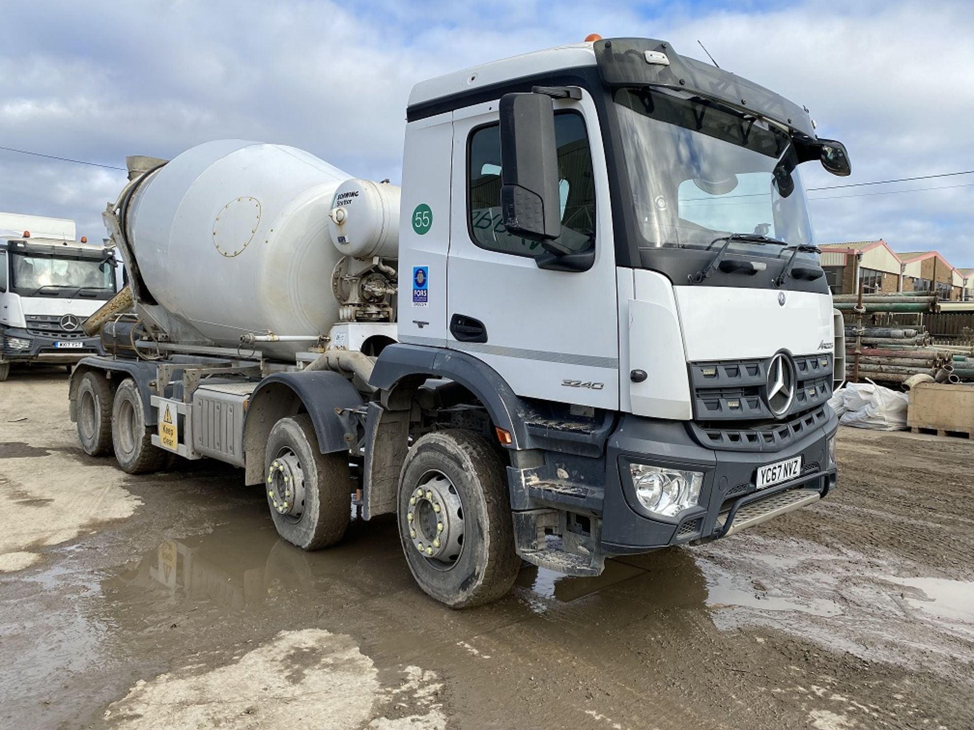 Mercedes Benz ARCOS 3240 8x4 8m³ Concrete Mixer Truck, registration no. YC67 NVZ, chassis no.