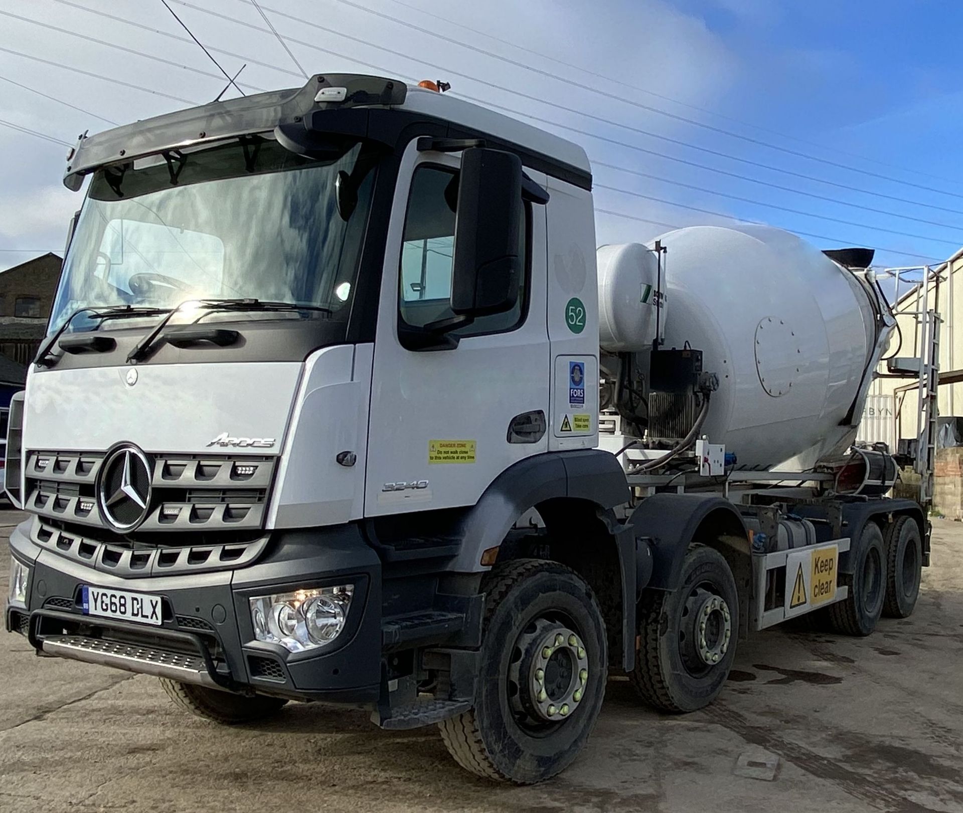 Mercedes Benz AROCS 3240 8x4 8m³ Concrete Mixer Truck, registration no. YG68 DLX, chassis no.