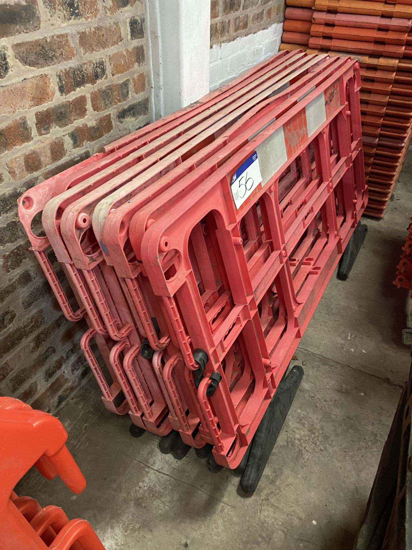 Eight Lightweight Plastic Barriers, with feet (no vat on hammer price on this lot - however vat is