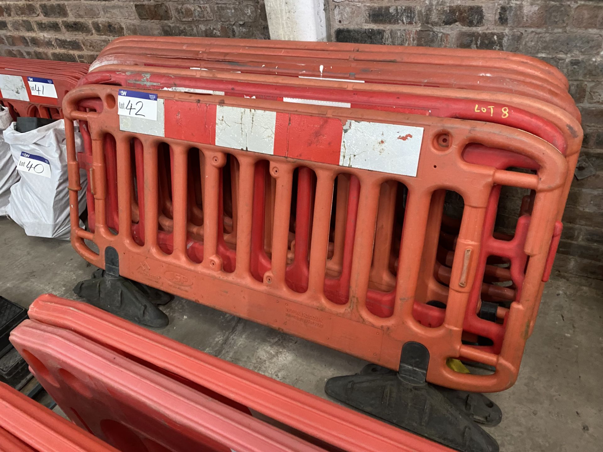 Seven Mainly JSP Plastic Barriers, each with feet (no vat on hammer price on this lot - however - Image 2 of 2