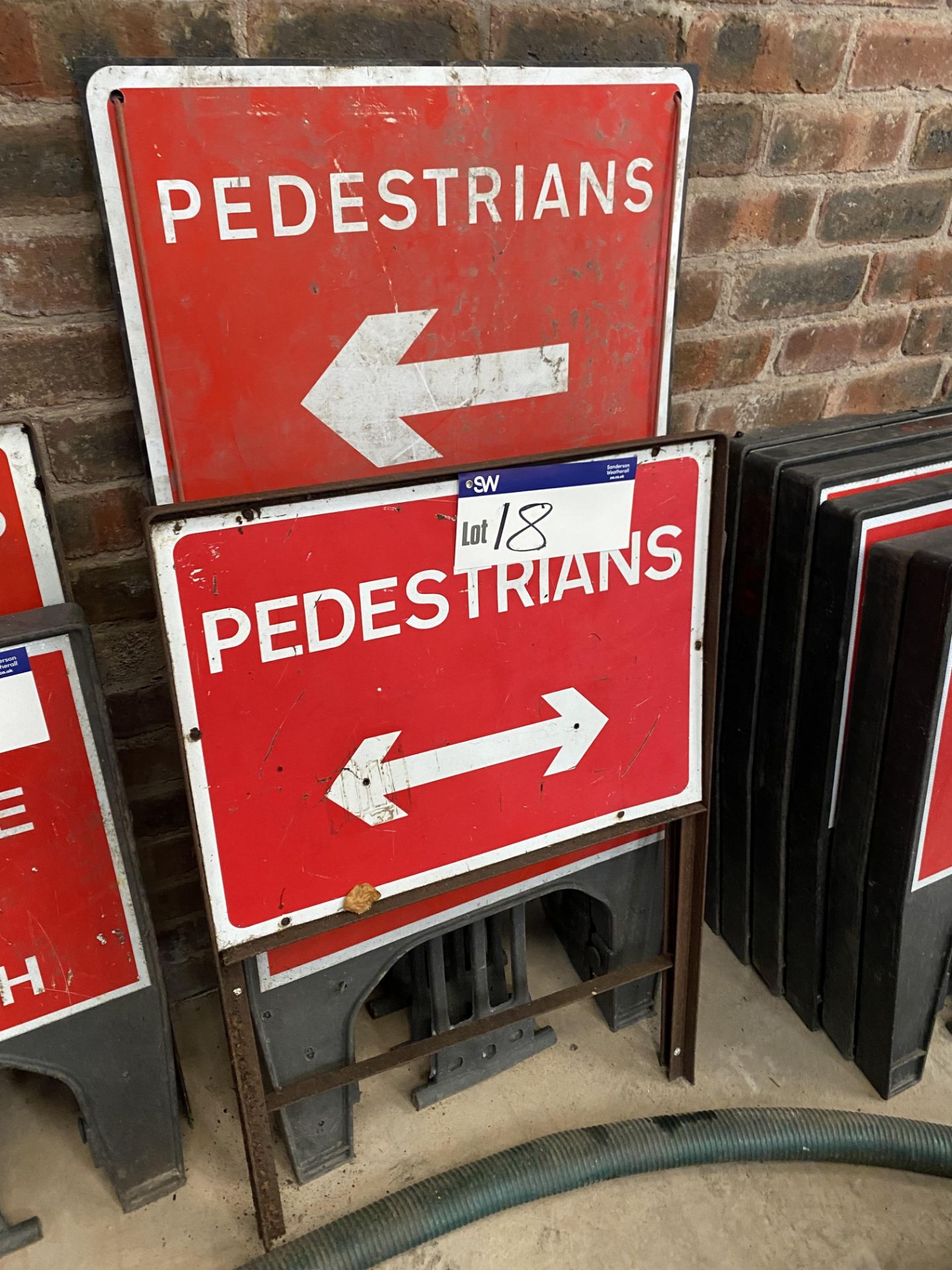 Five Pedestrian Arrow signs, as set out (no vat on hammer price on this lot - however vat is payable