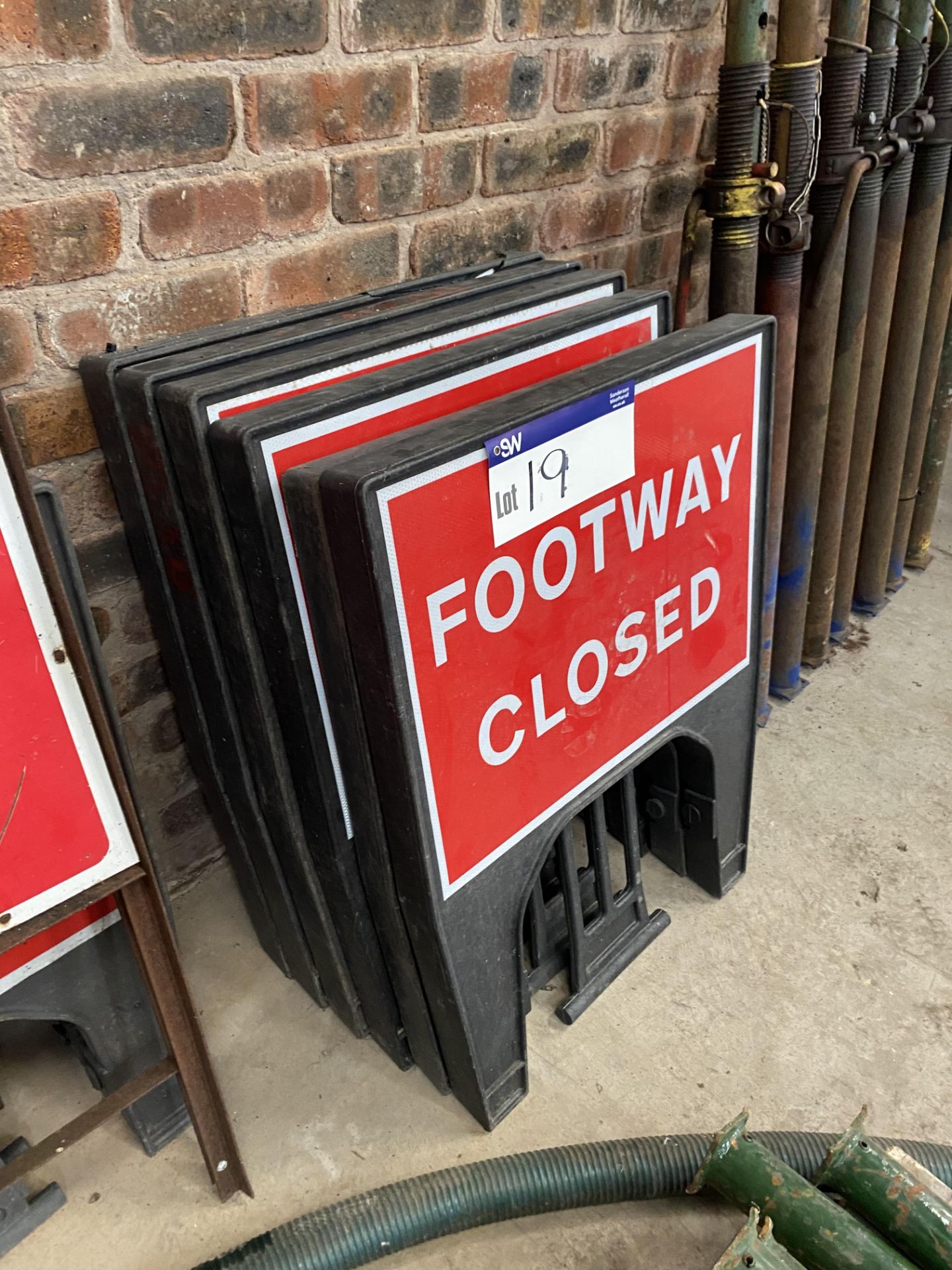 Six ‘Footpath Closed’ Signs (no vat on hammer price on this lot - however vat is payable on buyers