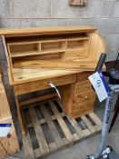 Pine Single Pedestal Tambour Roll Top Desk (no vat on hammer price on this lot - however vat is