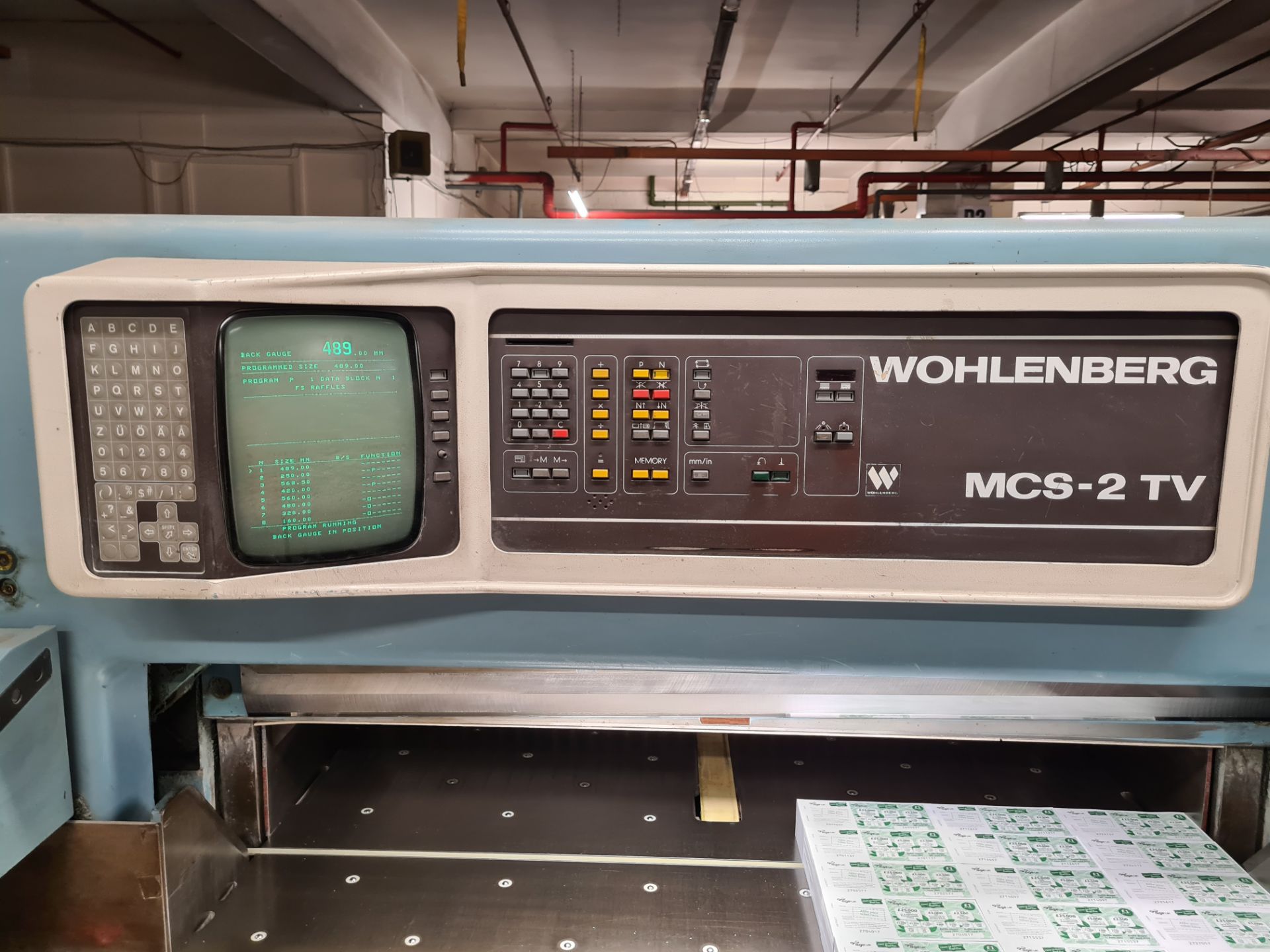 Wohlenberg 115 Guillotine, machine no. 3381-037, with MCS-2 TV controlsPlease read the following - Image 2 of 6