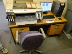 Oak Veneered Desk, with built in three drawer and two drawer pedestalPlease read the following