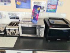 Fridgemaster Under the Counter Fridge, with Panasonic inverter microwave, stainless steel microwave,