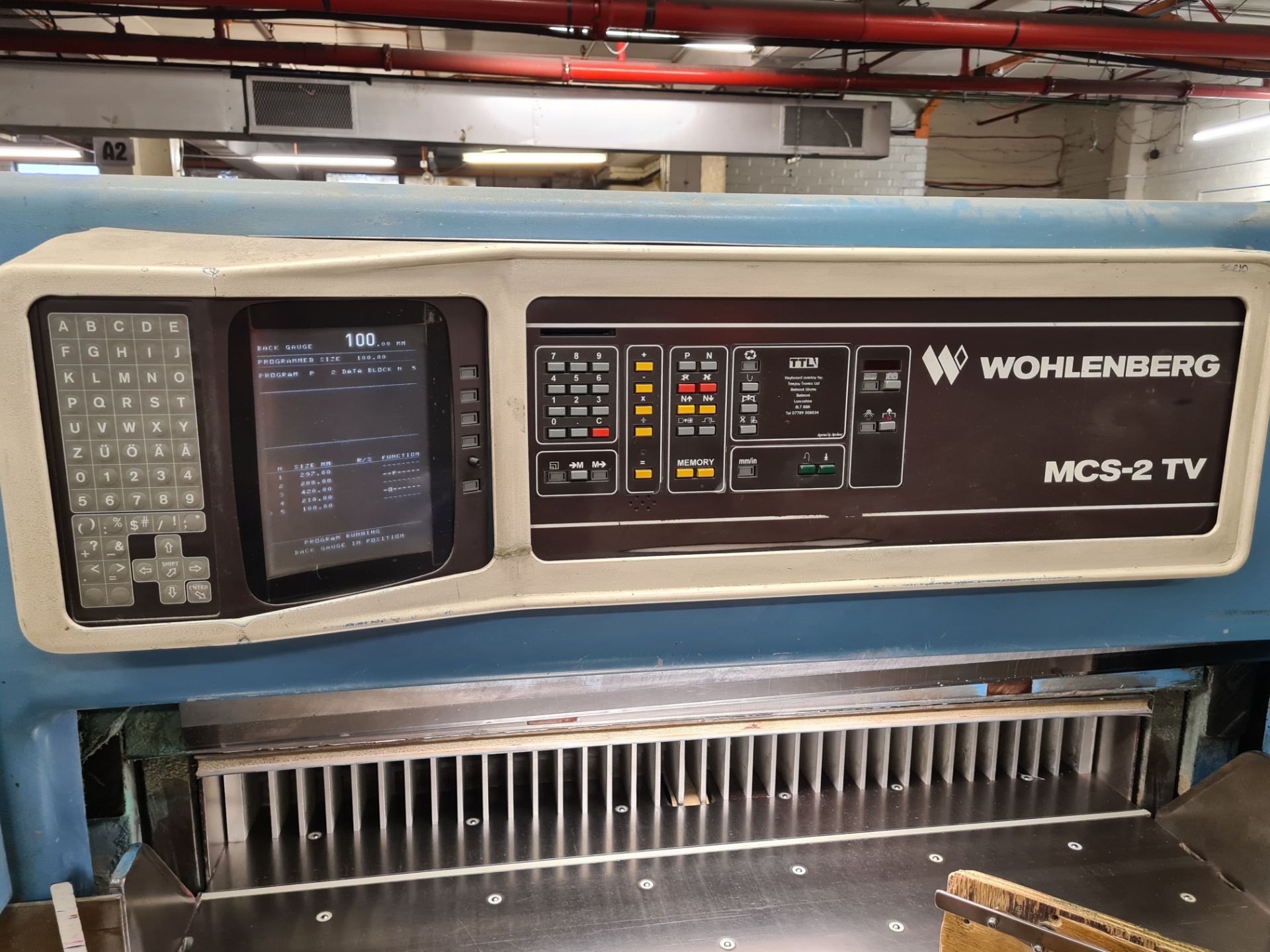 Wohlenberg Type WP115 Guillotine, machine no. 3509-006, with MCS-2 TV controlsPlease read the - Image 6 of 6