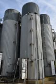 Approx. 25 tonne (flour capacity) SKIRTED STAINLESS STEEL FLOUR STORAGE SILO, approx. 3m dia. x