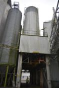 Nest of Five Insulated and Clad Welded Steel Bulk Flour 30 Tonne Capacity Outloading Bins, each