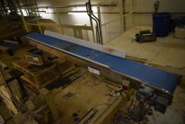 300mm wide Flat Belt Conveyor, approx. 3m centres long, with geared electric motor drivePlease