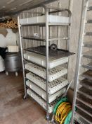 Eight Tier Stainless Steel Tray Trolley, approx. 750mm x 500mm x 1.85m high, with traysPlease read