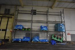 FOUR TIER THREE BAYS SINGLE SIDED GALVANISED STEEL RACKING, comprising 24 cross beams, overall