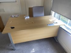 Contents of Office, including desk, two drawer pedestal, filing cabinet, two chairs, sideboard and