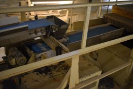 Approx. 350mm wide Stainless Steel Cased Flat Belt Conveyor, approx. 2.1m centres long, with