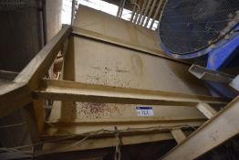 Welded Steel Grinder Feeder Hopper, twin outlet, a