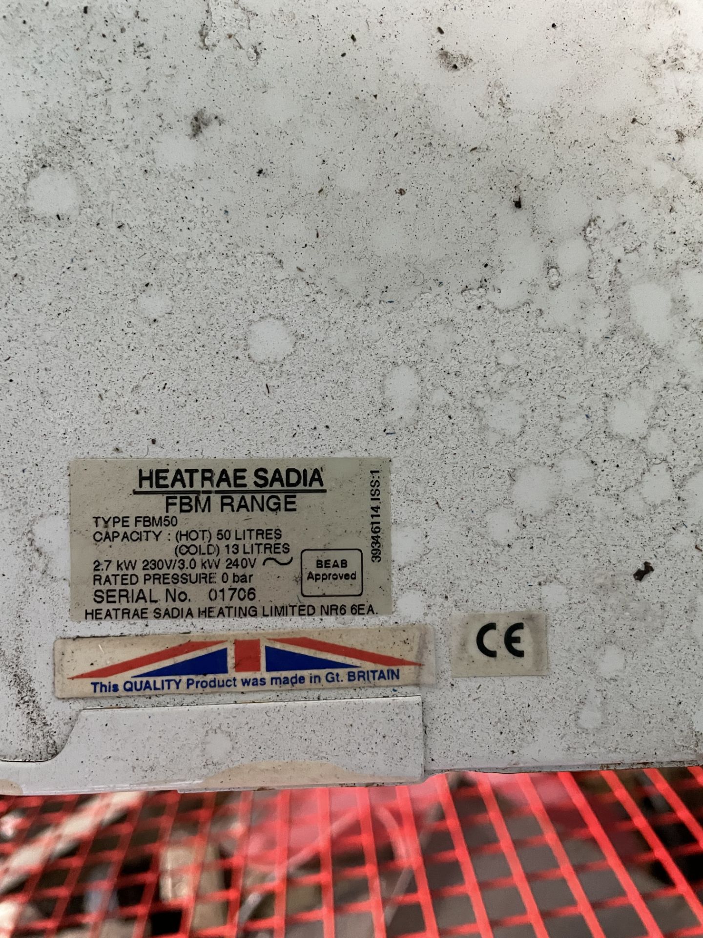 Heatrae Sadia FBM50 Water Heater, serial no. 01706 - Image 4 of 4