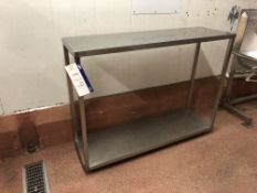 High Table, with shelf, approx. 1.35m x 0.4m x 1.05m high, item located in Bury St Edmunds, lift out