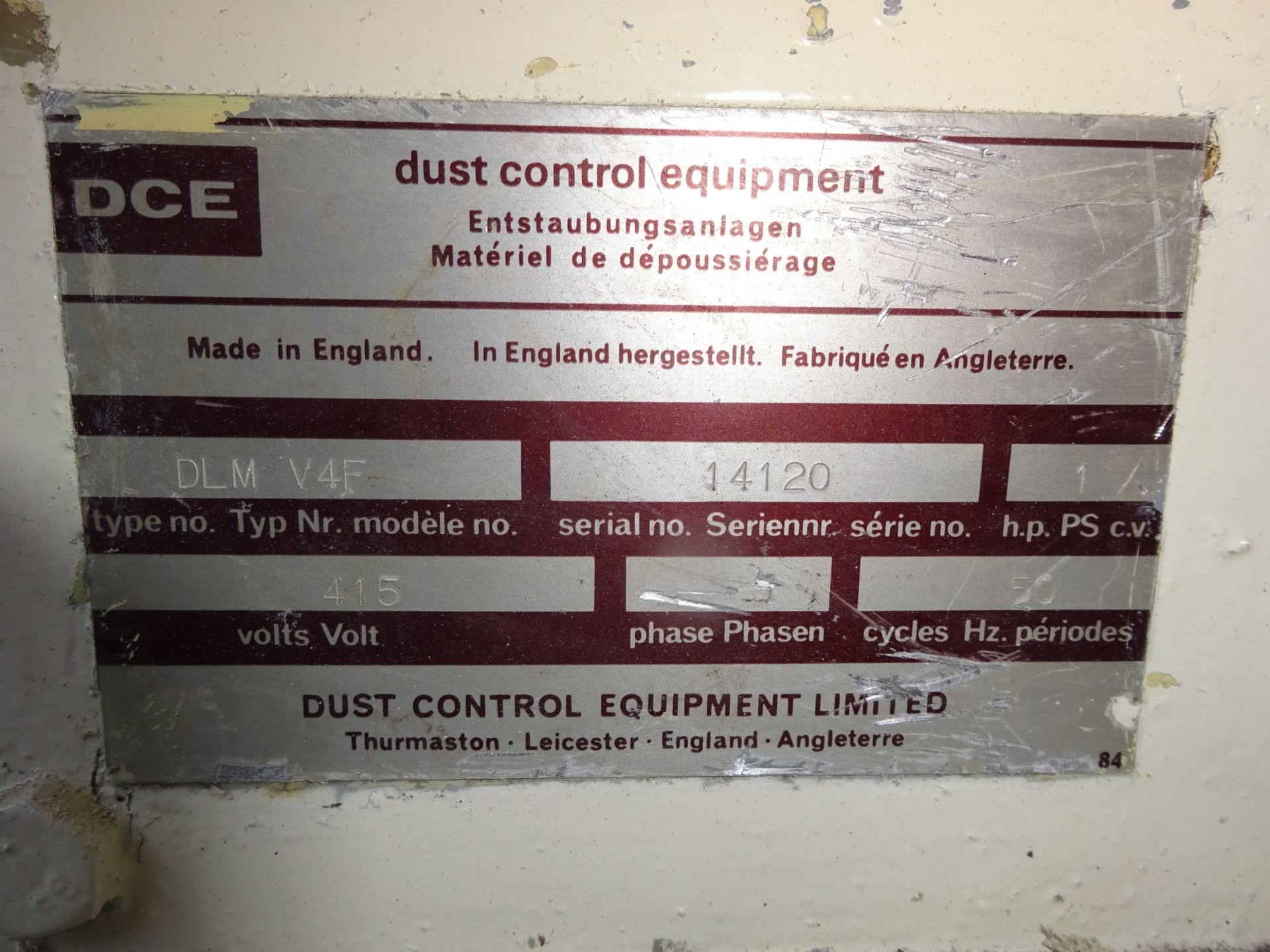 DCE DLM V4F Bag Dust Collector, 0.75kW motor, serial no. 14120, plant no. 51, free loading onto - Image 3 of 5