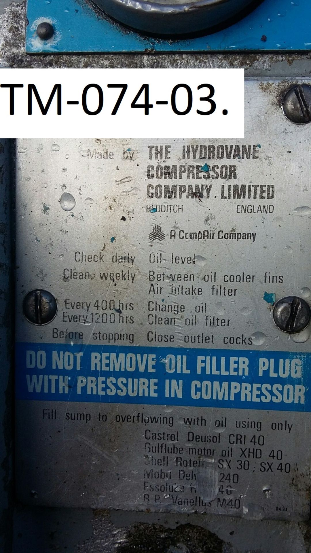 Hydrovane 23 PUM 7.5kW Compressor, free loading onto purchasers transport - Yes, item located in - Image 4 of 5