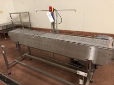 Slattered Conveyor, approx. belt 300mm wide, 2.5m x 0.9m x 1.5m high overall, item located in Bury