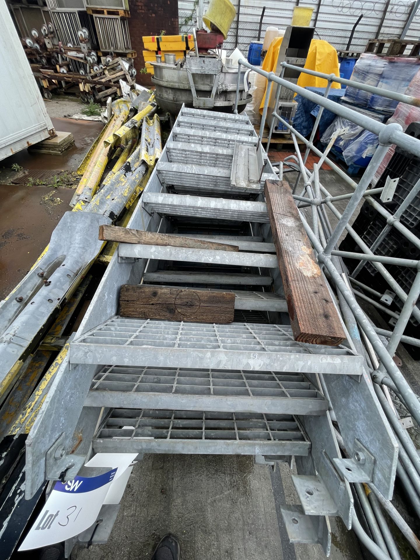 Eight Rise Galvanised Steel Staircase, approx. 2.9