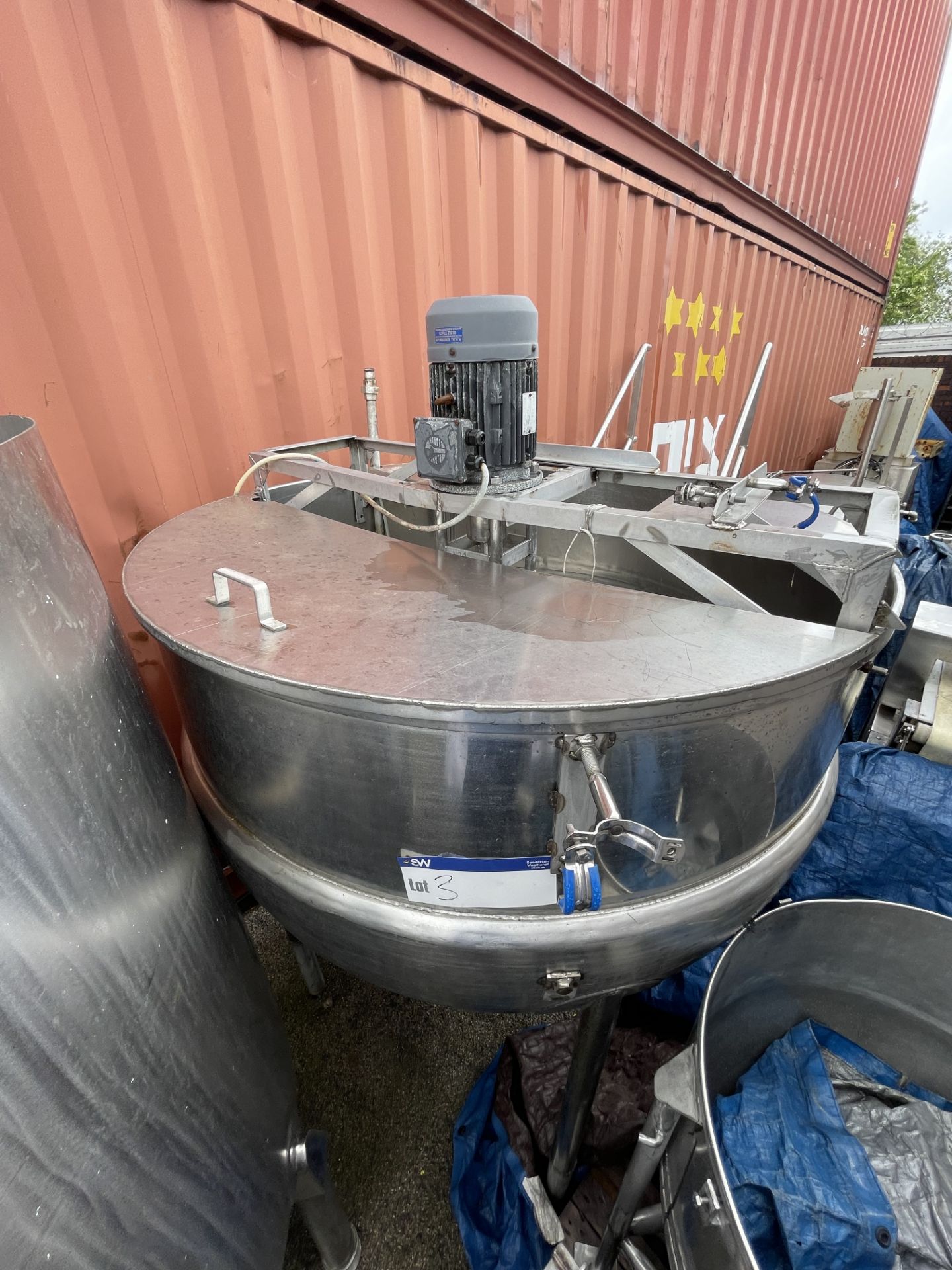 1000L JACKETED STAINLESS STEEL MIXING VESSEL, with - Image 3 of 5