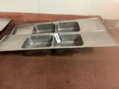 Two Double Sinks, with draining boards each side (no taps), approx. 2m x 0.52m, item located in Bury