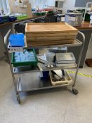 Three Tier Stainless Steel Trolley & Contents (Roo