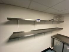 Two Stainless Steel Wall Shelves, each 2.4m wide (