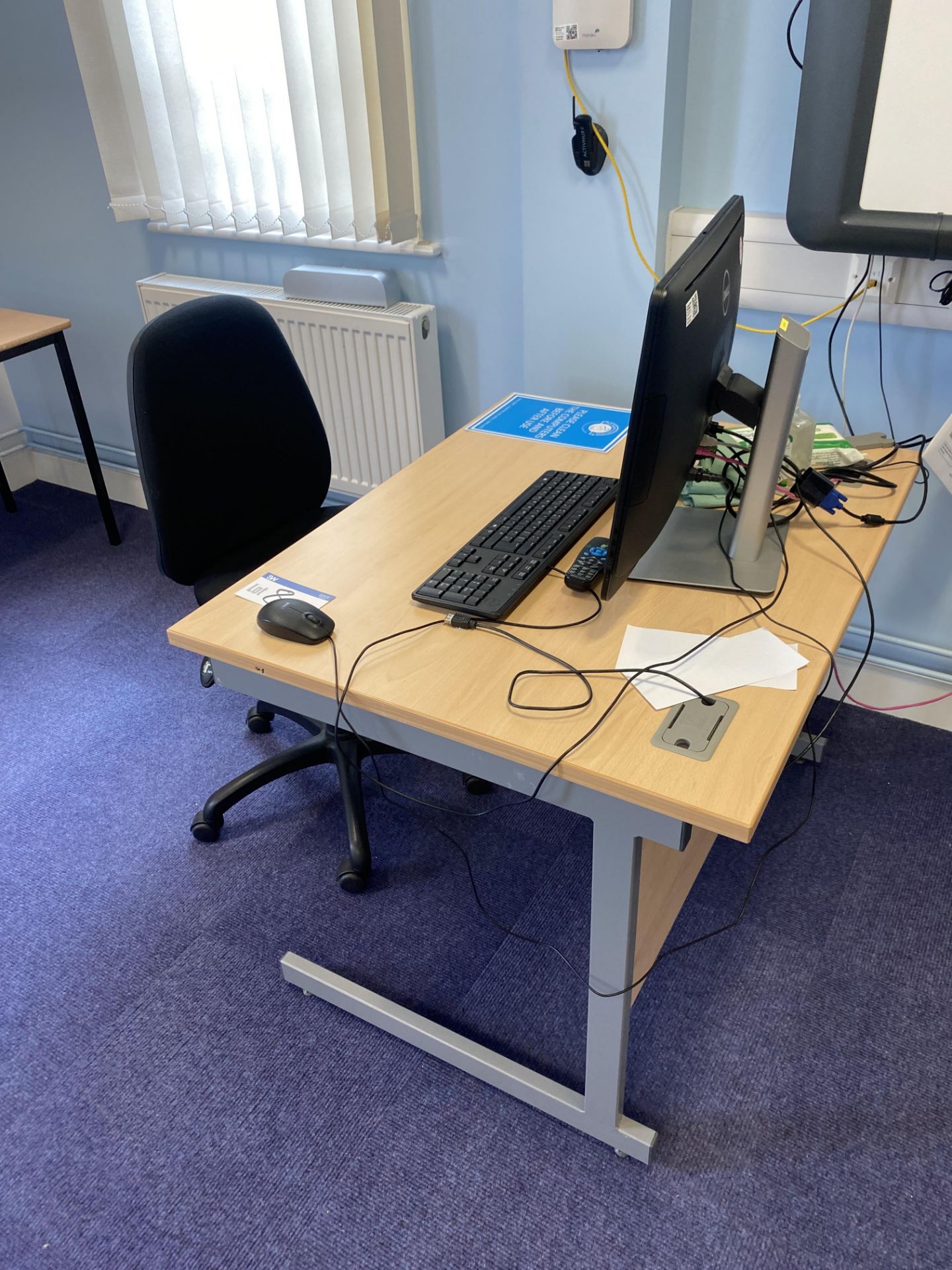 Steel Cantilever Framed Desk, with steel framed ta