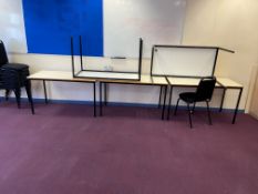 Six Steel Framed Tables & Cantilever Framed Desk (