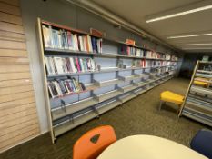 11 Section Single Sided Steel Bookcase, each secti