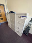 Three x Four Drawer Steel Filing Cabinets (Room 21