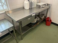Stainless Steel Bench, approx. 1.8m x 600mm, fitte