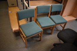 Three Wood Framed Fabric Upholstered Stand Chairs