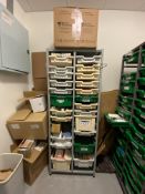 Steel Rack, Plastic Trays & Contents, including gl