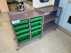 Two Steel Framed Trolleys, one with plastic shelve