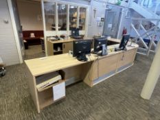 Curved Five Section Librarian Desk, approx. 3.9m x
