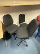 Seven Fabric Upholstered Swivel Chairs, with two f