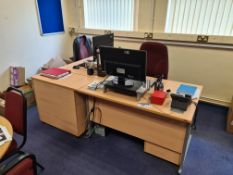 Two Cantilever Framed Desks, with two multi-drawer