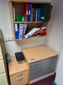 Tambour Door Cupboard, with two drawer pedestal, w